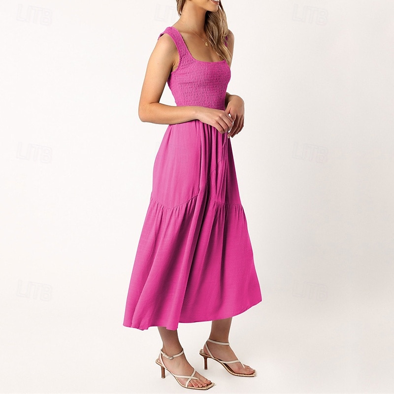 Femmes Robe Midi Robe de remise des diplômes Robe Décontractée Robe trapèze Robe d'été Élégant Occasionnel Vacances Quotidien Date Coupe régulière Uni Sans manches Col Rond Noir Blanche Vert Claire de 2025 ? $29.99 –P16