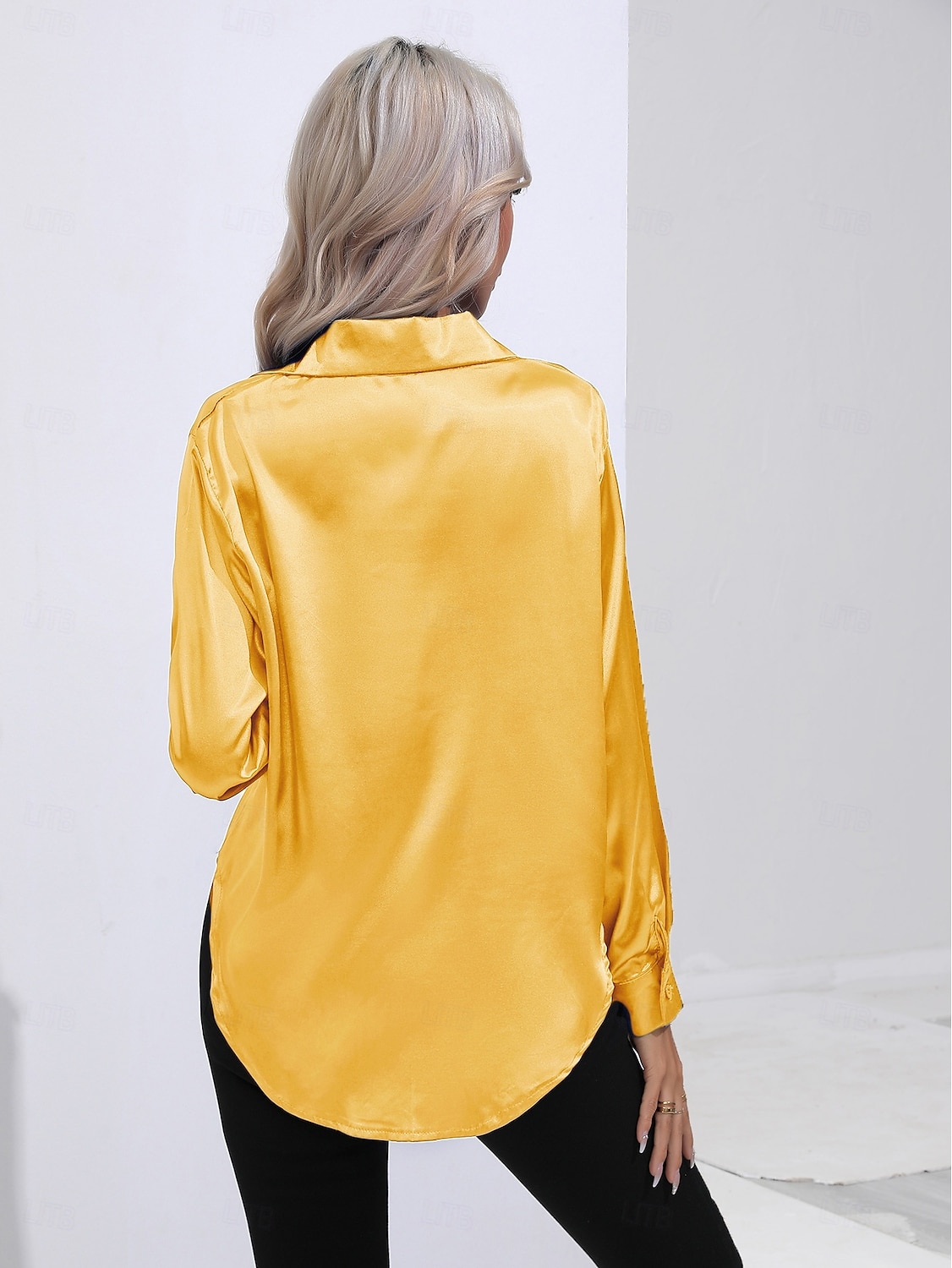 Women's Shirt Boho Shirt Dressy Tops Plain Casual Boho Long Sleeve Bishop Sleeve Shirt Collar Regular Tops Party Evening Wear Daily Evening Party Glitter Silver Black Yellow Red Royal Blue Summer 2025 - $25.99 –P6