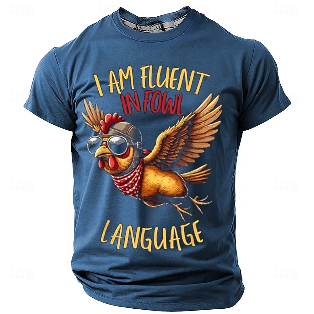 Herren 'Ich spreche fließend Geflügel-Sprache' Lustiges Hühner-Wortspiel Grafik T-Shirt 2025 - $17.99 –P4