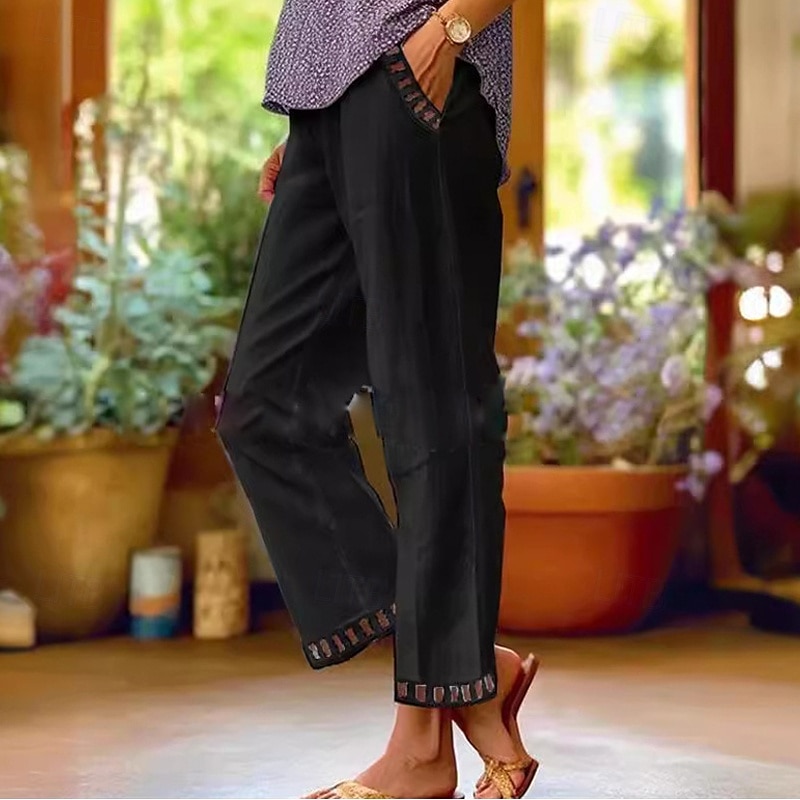 Pentru femei Pantaloni din bumbac in Pantaloni Ușor Casual Lungime până la glezne Talie Medie Simplu Buzunar Respirabilitate Comfortabil Inelastic Casul / Zilnic Sfârșit de săptămână Albastru safir 2025 - $20.99 –P2