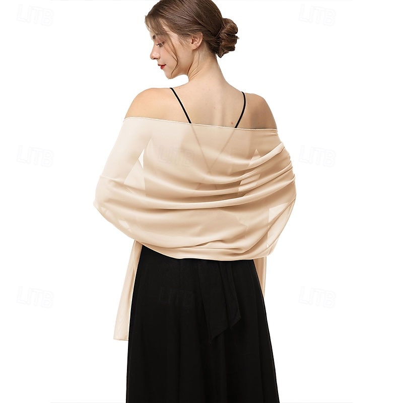 baoqiya dames sjaals en omslagdoeken voor avondjurken chiffon sjaal zachte elegante zijdeachtige pashmina bruiloft bruidssjaals 2025 - $16.99 –P1