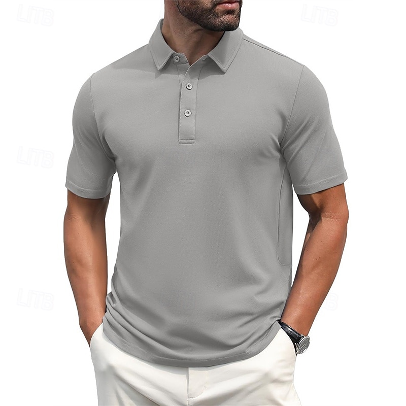 Herren Golfhemd Golf Poloshirts Arbeit Casual Kargen Kurzarm Basic Modern Glatt Knopf Frühling Sommer Regular Fit Hellgelb Wein Pfauenblau Dunkelgrau Schwarz Weiß Golfhemd 2025 - $17.99 –P15