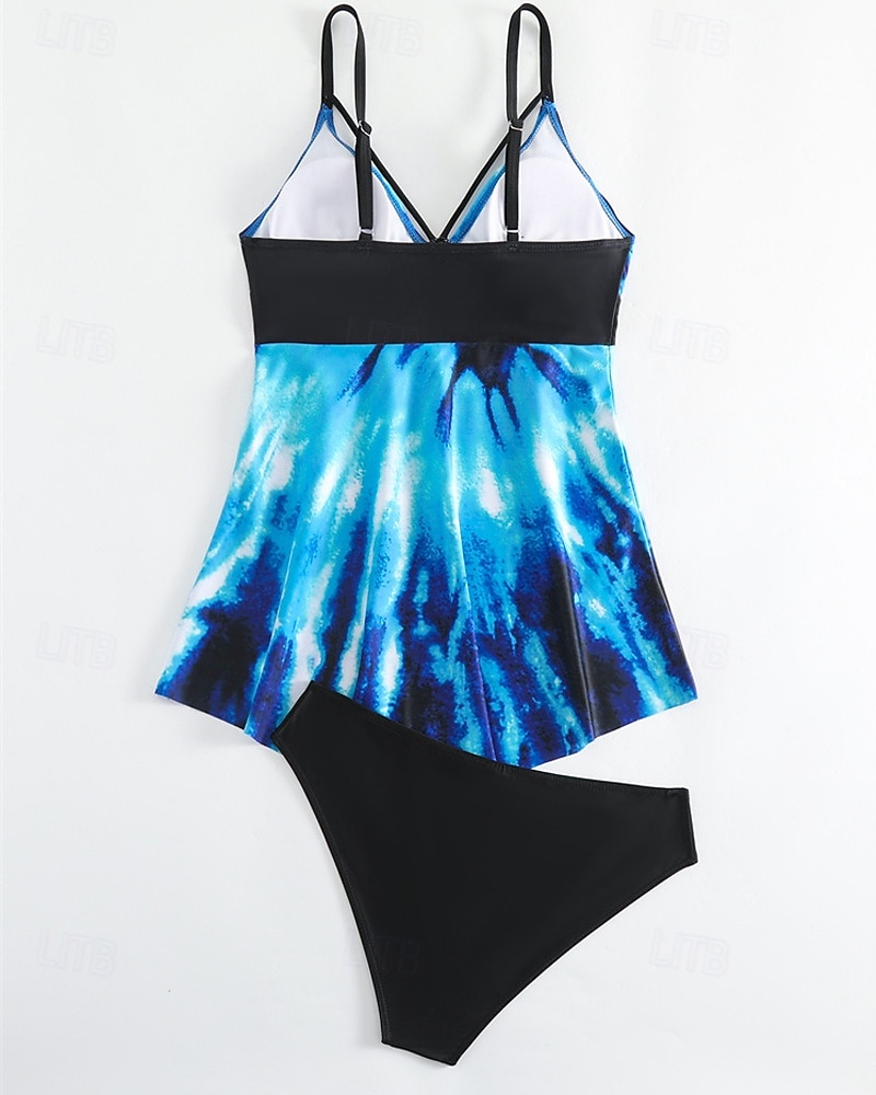 Dames Tankini Tweedelig zwempak V-hals Zwemkleding Zwemkleding Zwart / Wit Wit Ademend Sneldrogend Lichtgewicht Mouwloos - Zwemmen Surfen Strand Zomer Lente Grote maten 2025 - $25.99 –P6