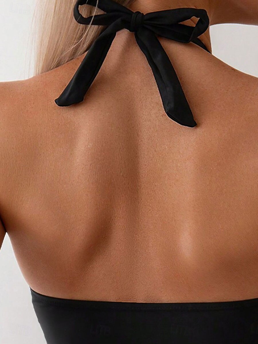 Women's Swimwear 2 Piece Cheeky Swimsuit Backless High Waist Slim Vacation Beach Wear Floral Halter Neck Sleeveless Bathing Suits 2025 - $18.99 –P4