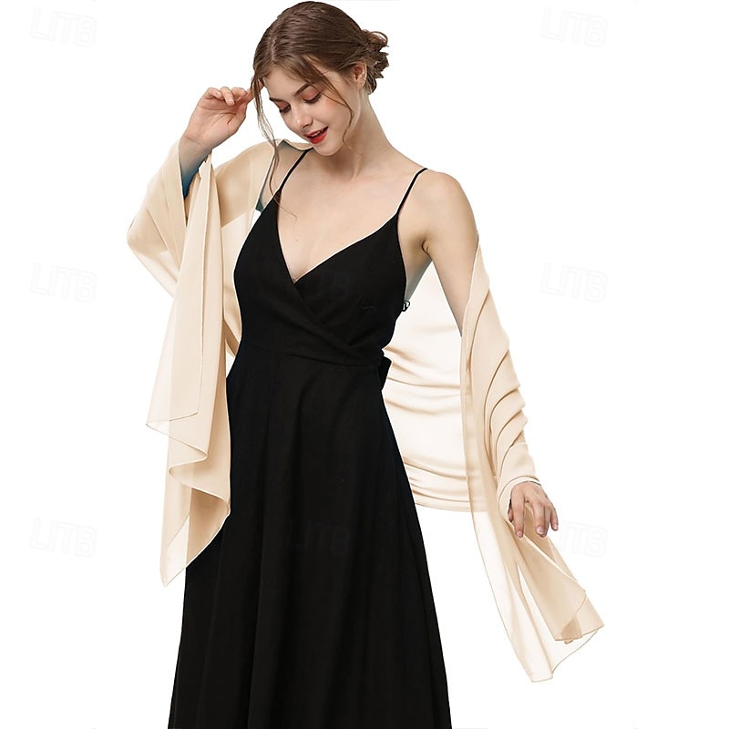 baoqiya dames sjaals en omslagdoeken voor avondjurken chiffon sjaal zachte elegante zijdeachtige pashmina bruiloft bruidssjaals 2025 - $16.99 –P5