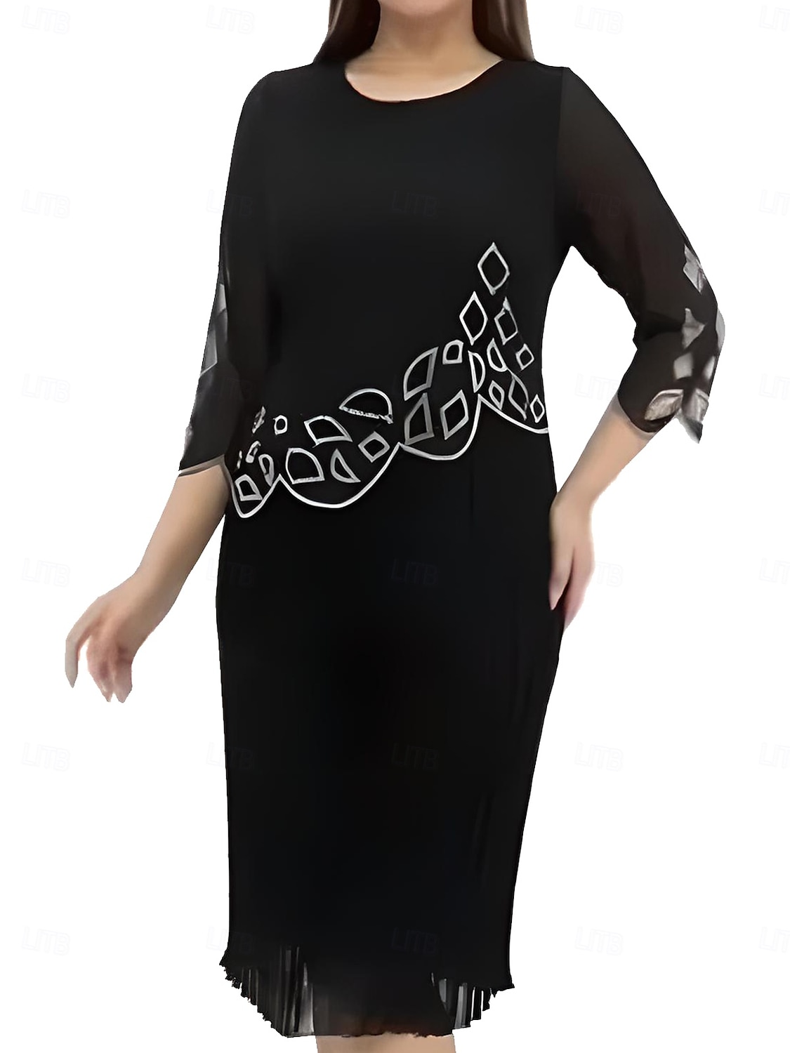 Women's Long Dress Maxi Dress Chiffon Dress Stylish Basic Casual Party Wedding Guest Daily Regular Fit Plain 3/4 Length Sleeve Crew Neck Black Green Summer Spring 2025 - $27.99 –P3