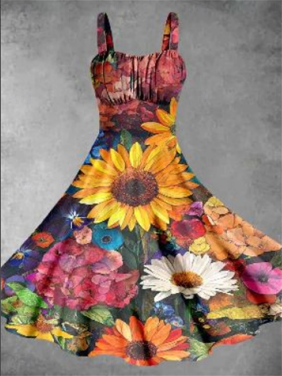 Жен. Платье средней длины Летнее платье Стиль На каждый день Отпуск Дом Свидание Плотное облегание Графика Без рукавов На бретелях Желтый Розовый Красный Бордовый Лето 2025 - $29.99 –P4