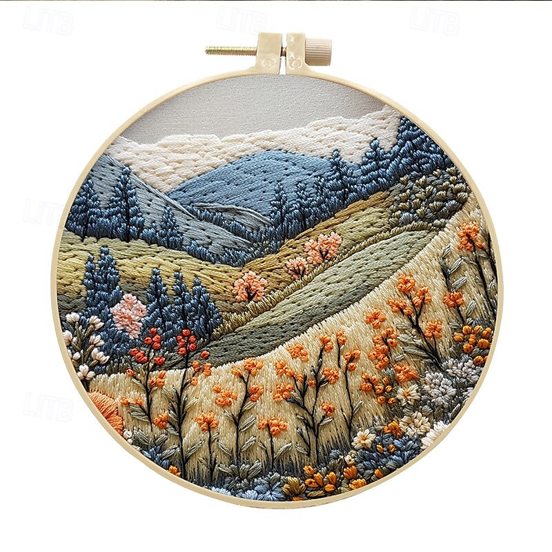 Embroidery Kit for Beginners,Cross Stitch Needlepoint Kits for Adults Starter Easy Snowy Mountain Pattern Fabric Hand Crafts,Hoops,Needle,Women DIY Hanging Plants,Sewing Hobby 2025 - $6.49 –P12