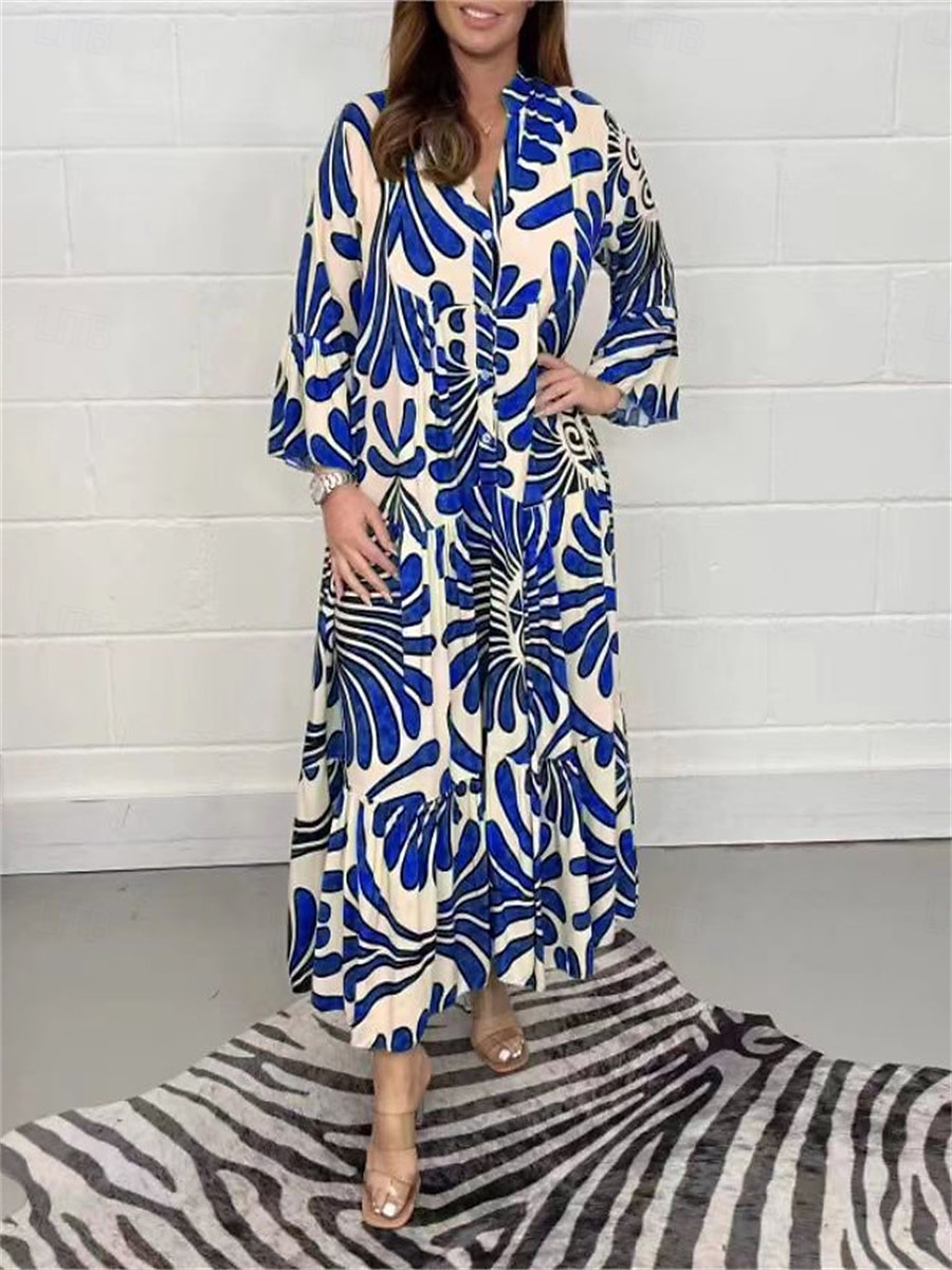 Per donna Vestito longuette Abito casual Abiti Boho Chic Boemia stile sveglio Moda Da mare Giornaliero Spiaggia Morbido Pop art Manica a 3/4 A V Rosa Blu Primavera Autunno Inverno del 2025 a $28.99 –P1