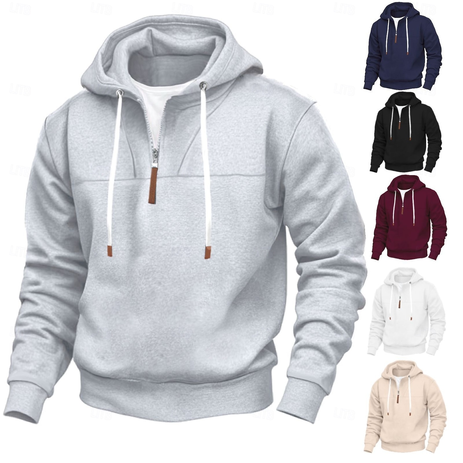 Men's Hoodie Quarter Zip Hoodie Black White Red Navy Blue Khaki Hooded Plain Sports & Outdoor Daily Holiday Streetwear Cool Casual Spring &  Fall Clothing Apparel Hoodies Sweatshirts  2025 - $26.99 –P1