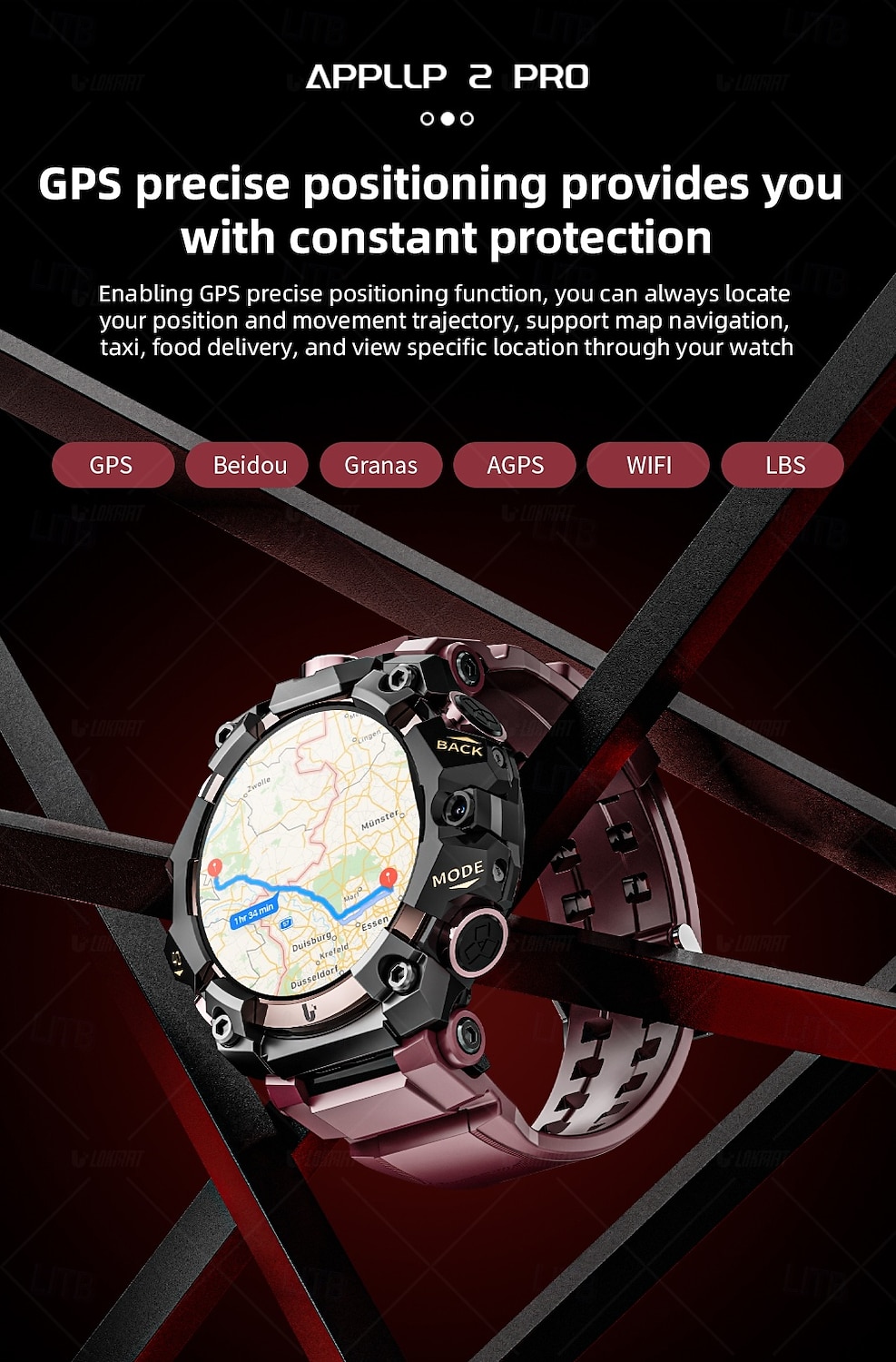 LOKMAT APPLLP 2 PRO Smart Watch 1.508 inch 4G LTE Cellular Smartwatch Phone 3G 4G Bluetooth Pedometer Call Reminder Heart Rate Monitor Compatible with Android iOS Women Men GPS Hands-Free Calls Media 2025 - $185.99 –P16