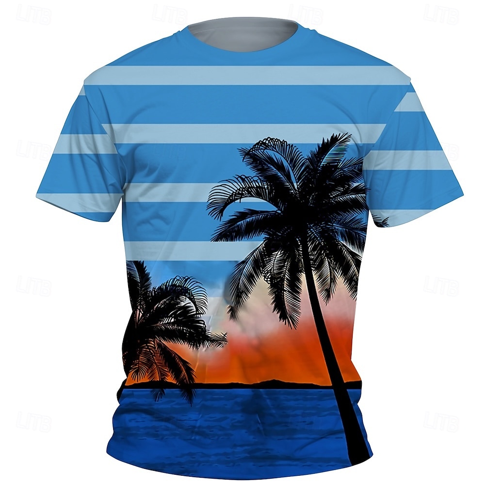 Pojkar 3D Grafisk Kokosnötsträd T-shirt Kortärmad Sommar Vår Mode Grundläggande Barn 4-12 år Rund hals Utomhus Ledigt Dagligen Normal 2025 - $11.99 –P6