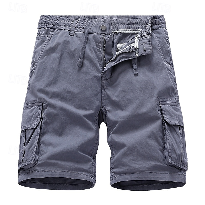 Men's Cargo Shorts Shorts Summer Shorts Drawstring Elastic Waist Multi Pocket Plain Comfort Wearable Knee Length Outdoor Sport Daily Fashion Casual Black Yellow 2025 - $28.99 –P7