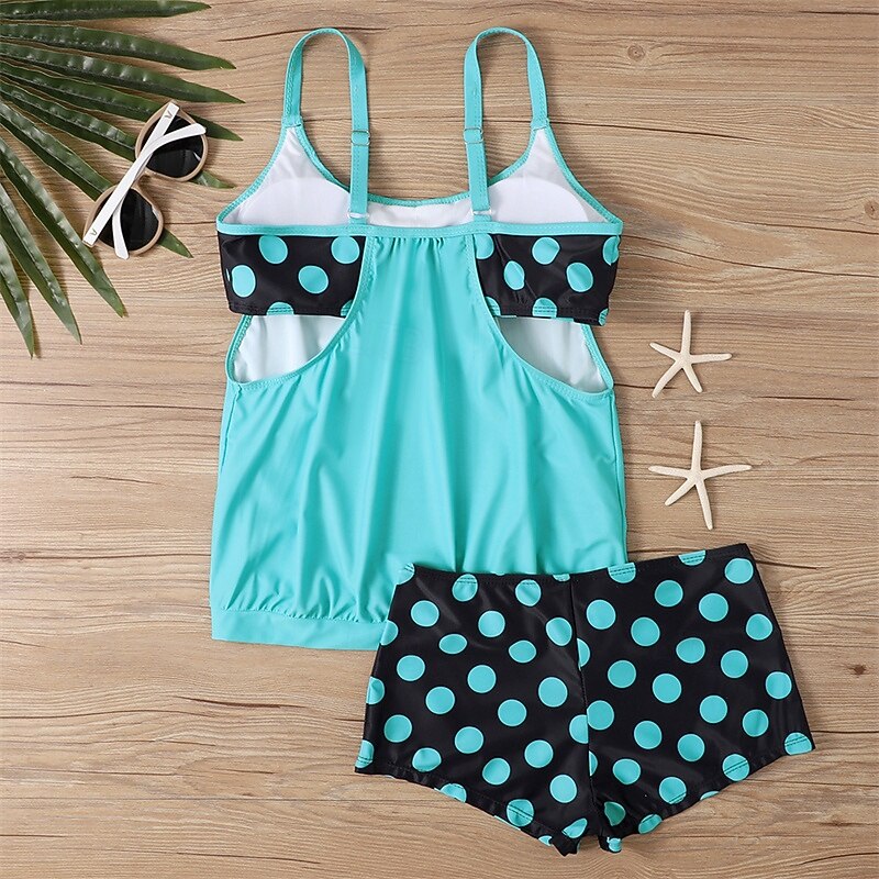 Femme Tankini Maillot De Bain Deux Pièces Bretelles Croisées Maillots de Bain Tache Maillots de Bain Noir Rouge Respirable Séchage rapide Poids Léger Sans Manches - Natation Surf Plage Eté Printemps de 2025 ? $26.99 –P10
