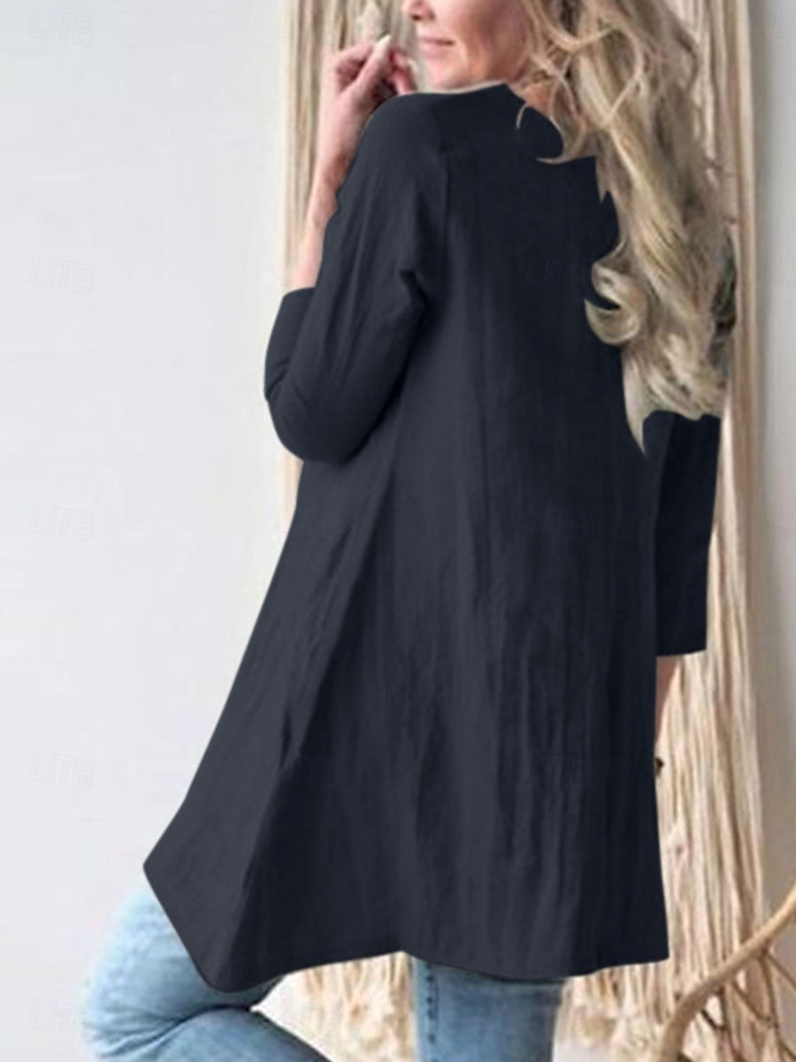 Damen Minikleid Baumwoll-Leinen-Kleider Freizeitkleid Stilvoll Basic Lässig Urlaub Täglich Lässiger Schnitt Einfach Dreiviertelarm Rundhalsausschnitt Grün Khaki Dunkelblau Sommer Frühling Herbst 2025 - $16.99 –P19