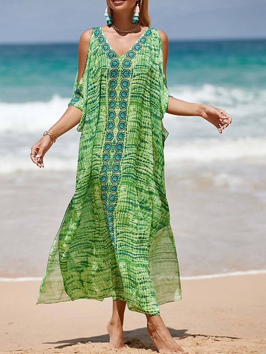 Damen Badeanzug Zudecken Schwimm-Kleid Bademode Patchwork Urlaub Strandbekleidung Blumen Graphic V Ausschnitt Kurze Ärmel Badeanzüge 2025 - $29.99 –P6