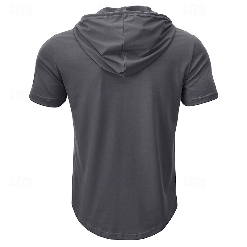 Herren T Shirt Kurzarm Mit Kapuze Frühling & Sommer Sport Mode Täglich Knöpfe Kordelzug Outdoor Alltagskleidung Lässig Schwarz Weiß Grün Top T-Shirt für Herren 2026 - $24.99 –P9