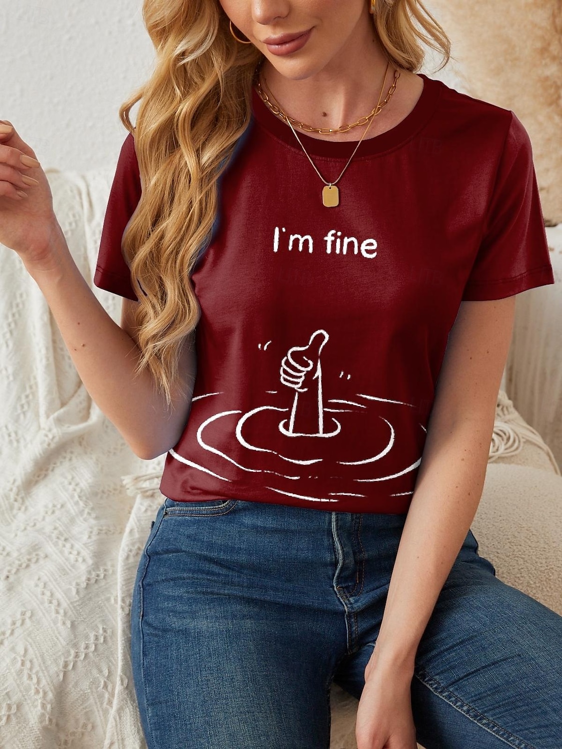 Pentru femei Tricou Scrisă Casual Manșon scurt Rotund Topuri obișnuite Zilnic Imprimeu Roz Îmbujorat Roșu-aprins Albastru piscină Vară 2025 - $21.99 –P1