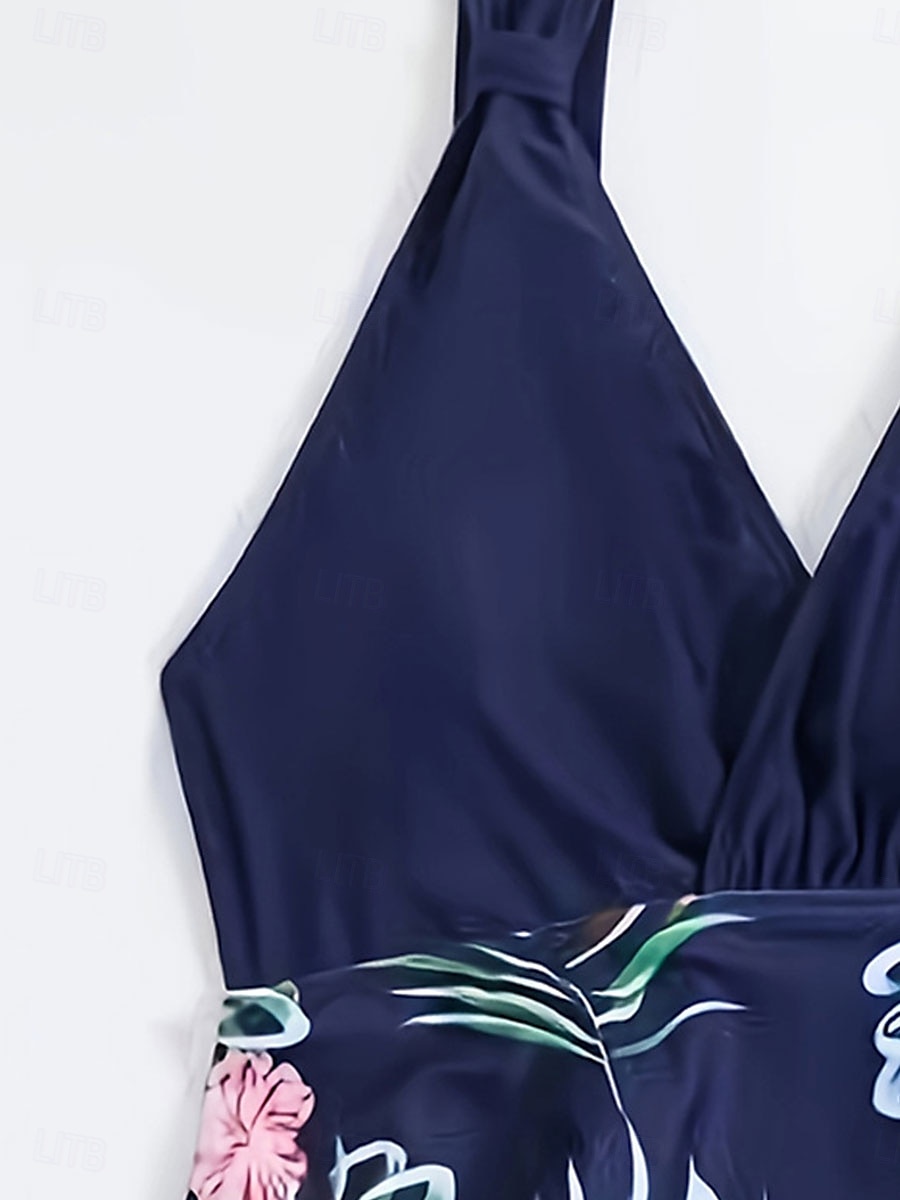 Womens úszódresszek hasellenőrző tankini fürdőruha hátsó zipzárral hasellenőrző magas derekú slim nyaralós tengerparti viselet grafikus V nyakú ujjatlan fürdőruhák 2025 - $31.99 –P3
