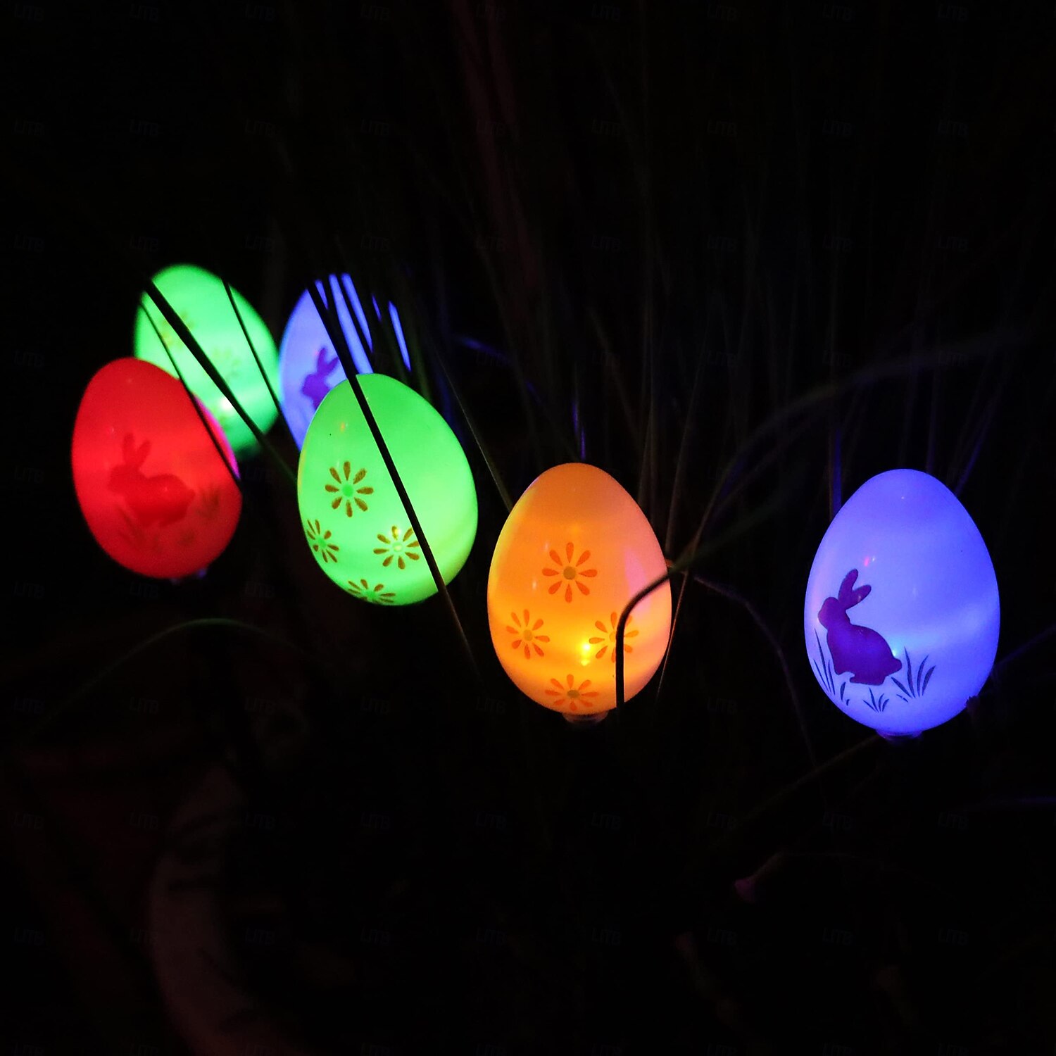 5m solární velikonoční zásuvný světelný řetězec na zemní velikonoční vejce - 20 LED pro ozdobu nádvoří, zahrady a trávníku 2025 - $24.99 –P4