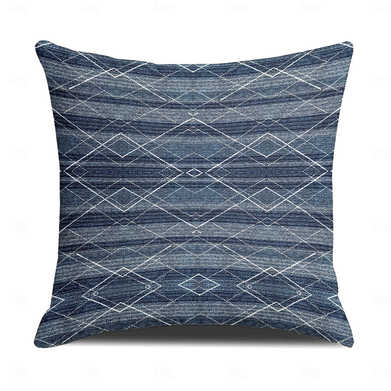 Vintage Decorative Toss Pillows Cover 1PC Geometric Soft Square Couch Cushion Case Pillowcase for Bedroom Livingroom Sofa Chair Blue 2025 - $12.99 –P3