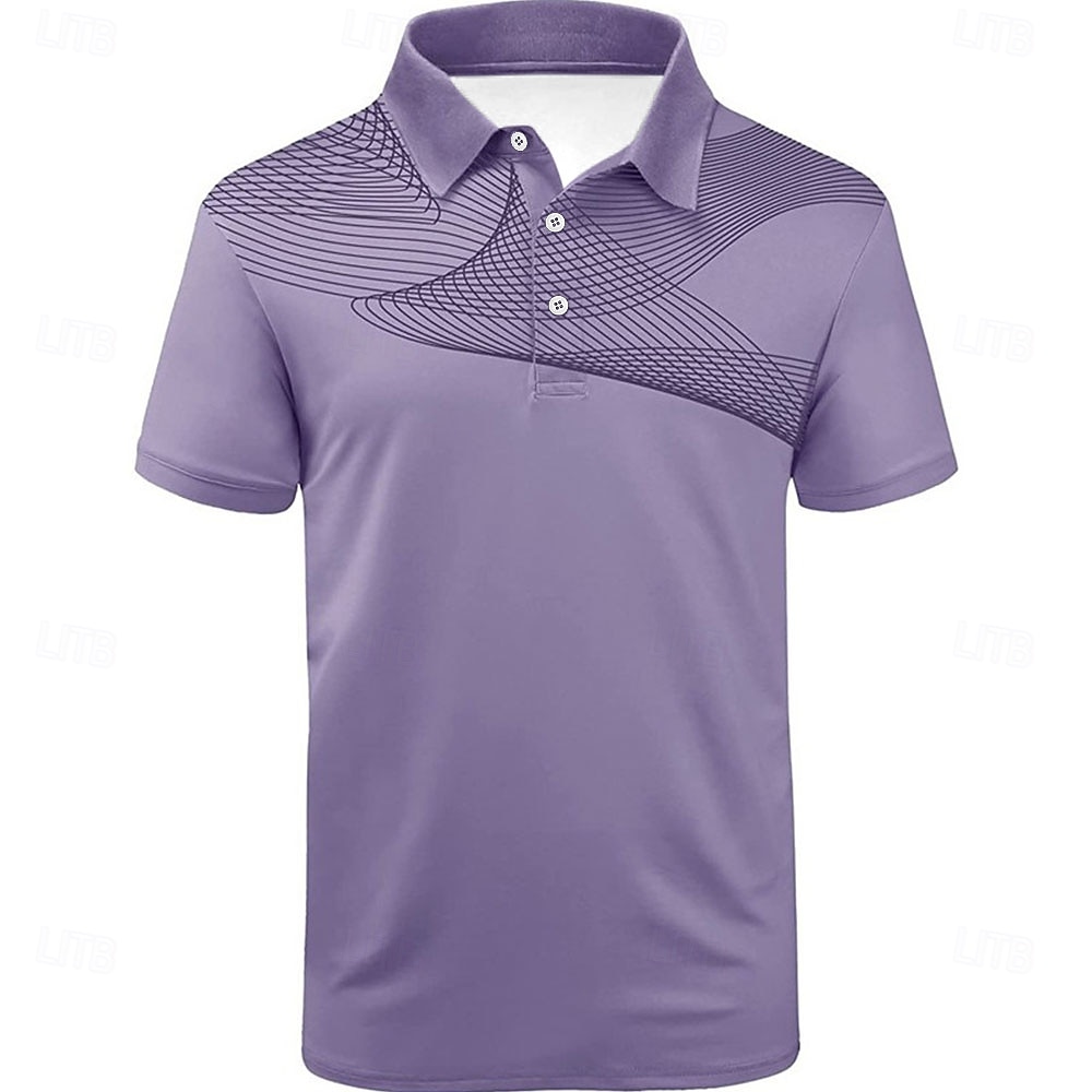 Voor heren Gestreept Sport Poloshirts Golfshirt Korte mouw Poloshirt Overhemden met kraag Casual Sportkleding Vakantiekleding Knop 3D-afdrukken Zwart En Rood Zwart / Wit Zwart 2026 - $23.99 –P14