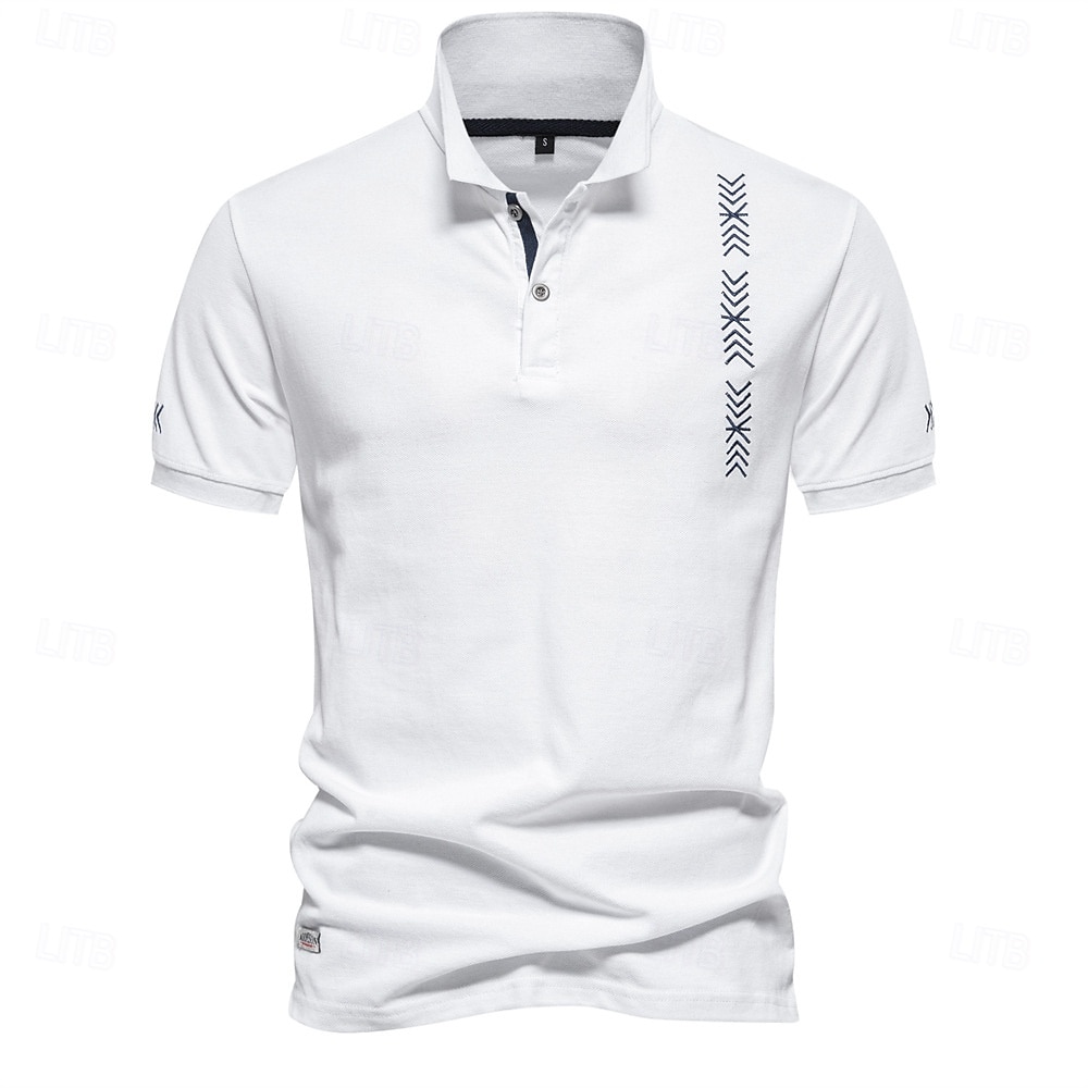 Bărbați Polo tricotat Polo de afaceri Oficial Muncă Răsfrânt Manșon scurt Geometric Nasturi Vară Negru Alb Albastru piscină Gri Polo tricotat 2026 - $26.99 –P1