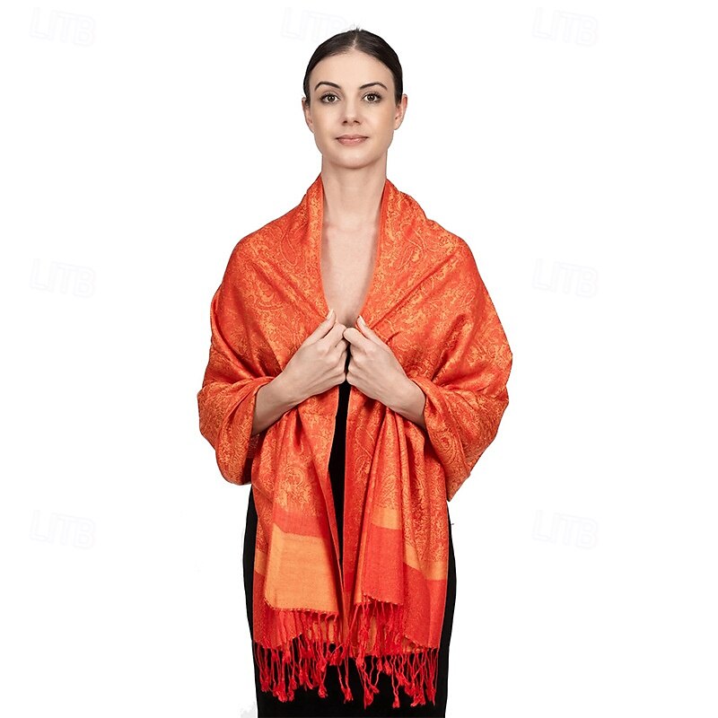 Écharpe châle pashmina en cachemire soyeux Vimate - Écharpe pashmina jacquard double face douce pour femme pour robe de soirée châle de voyage de 2025 ? $26.99 –P19