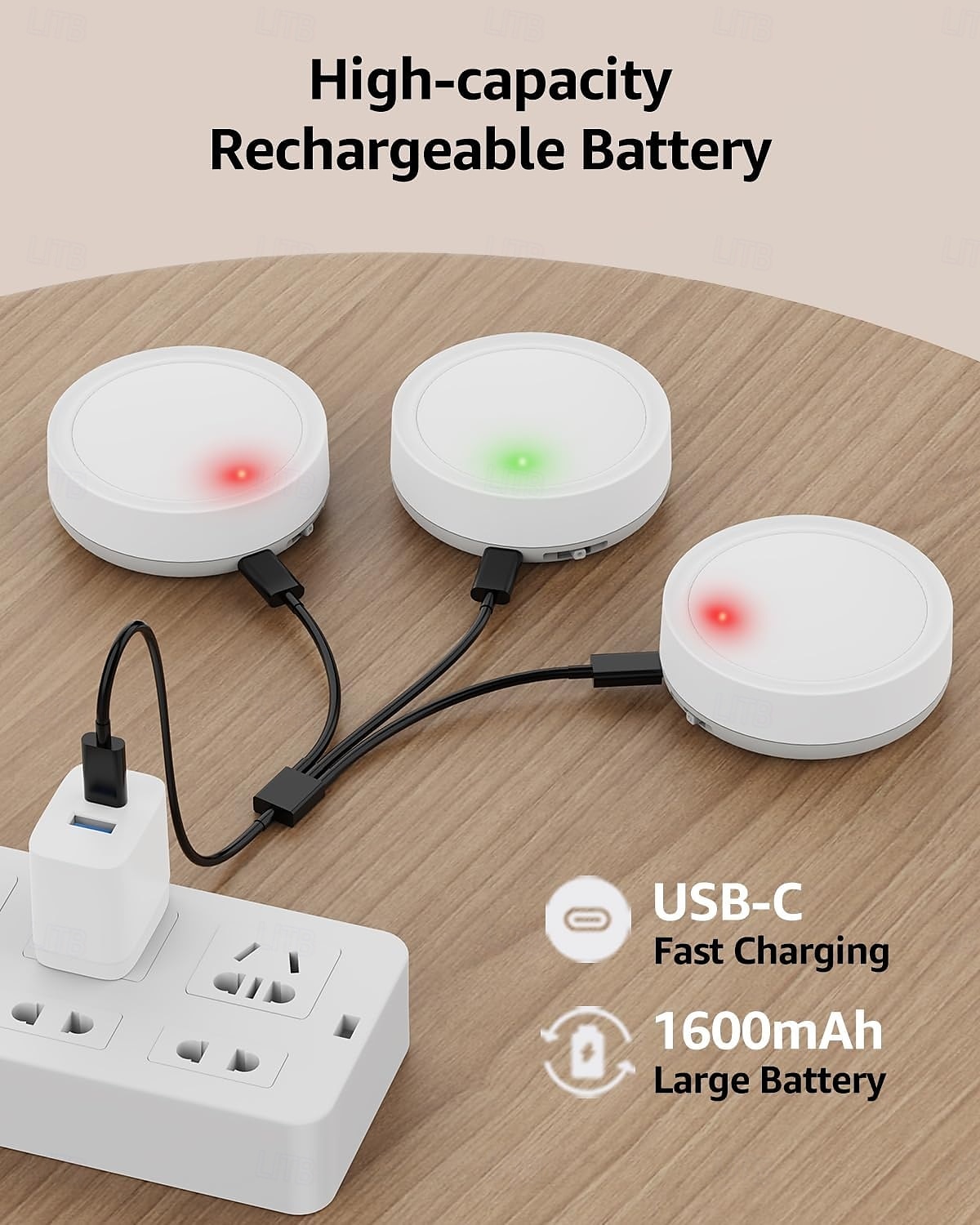 USB Rechargeable RGB Puck Light - 1600mAh Rechargeable Battery Powered Cabinet Lights with Remote Control, Magnetic Stick-On LED Tap Light for Cabinets, Wardrobe Indoor Use 1pc 2025 - $12.99 –P4