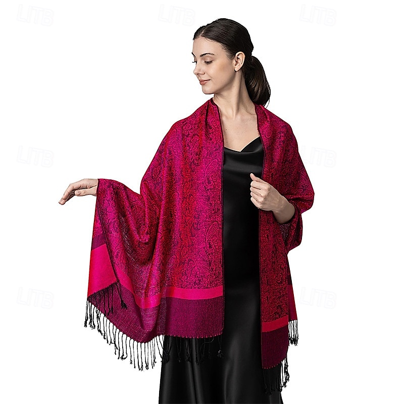 Écharpe châle pashmina en cachemire soyeux Vimate - Écharpe pashmina jacquard double face douce pour femme pour robe de soirée châle de voyage de 2025 ? $26.99 –P18