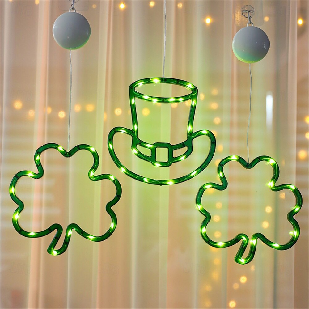 st.patrick's day three leaf clover LED dekorativt lys - kreativt hengende tilbehør feriefestdekorasjon, lite nattlys for stue, soverom eller festlige anledninger 1 stk. 2025 - $15.99 –P2