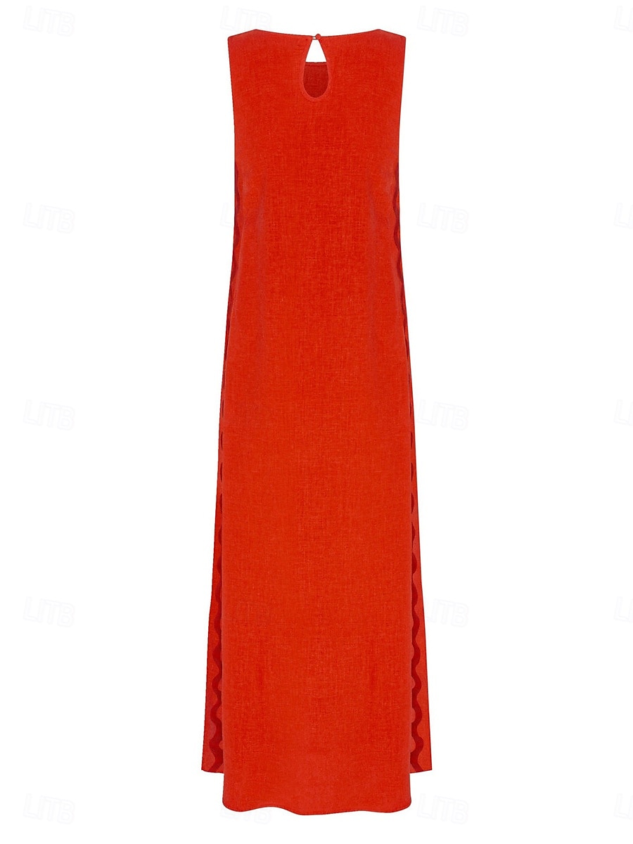 Pentru femei Rochie Maxi Rochie casual Rochii Boho Chic Rochie Tip Maieu Boemia Casual Boho Vacanță Zilnic Plajă Potrivire Largă Simplu Manșon scurt Stil Nautic Roșu-aprins Maro Vară Primăvară 2025 - $35.99 –P10