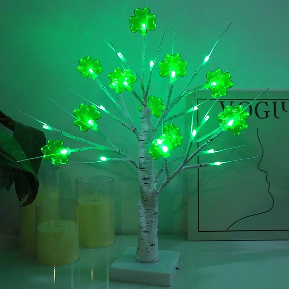 Veilleuse décorative trèfle de la Saint-Patrick 45 cm 13 LED - USB/batterie double alimentation avec télécommande 8 fonctions pour décoration d'ambiance de fête intérieure 1 pièce de 2025 ? $29.99 –P8