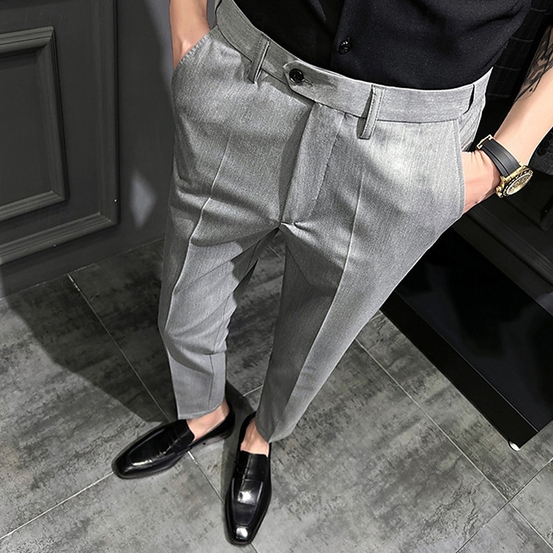 Pánské Oblekové Kalhoty Kalhoty chinos Knoflíky Kapsy Pevná barva Pohodlné Po kotníky Formální Párty Práce Módní Klasický styl Černá Khaki Lehce elastické 2025 - $26.99 –P11