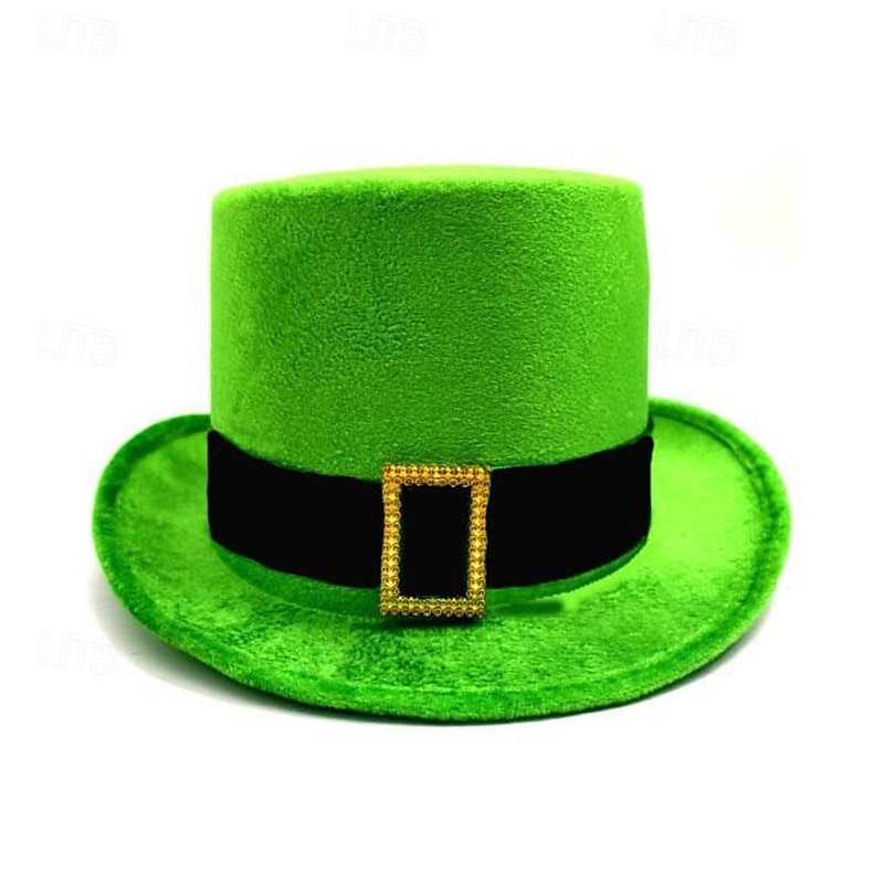 Herre Kentucky Derby Hat Solhatt Fest hatt Svart Grønn Grønn polyester Spenne Mote Fritid Daglig Saint Patricks dag Helfarge Solkrem Pustende 2025 - $12.99 –P1