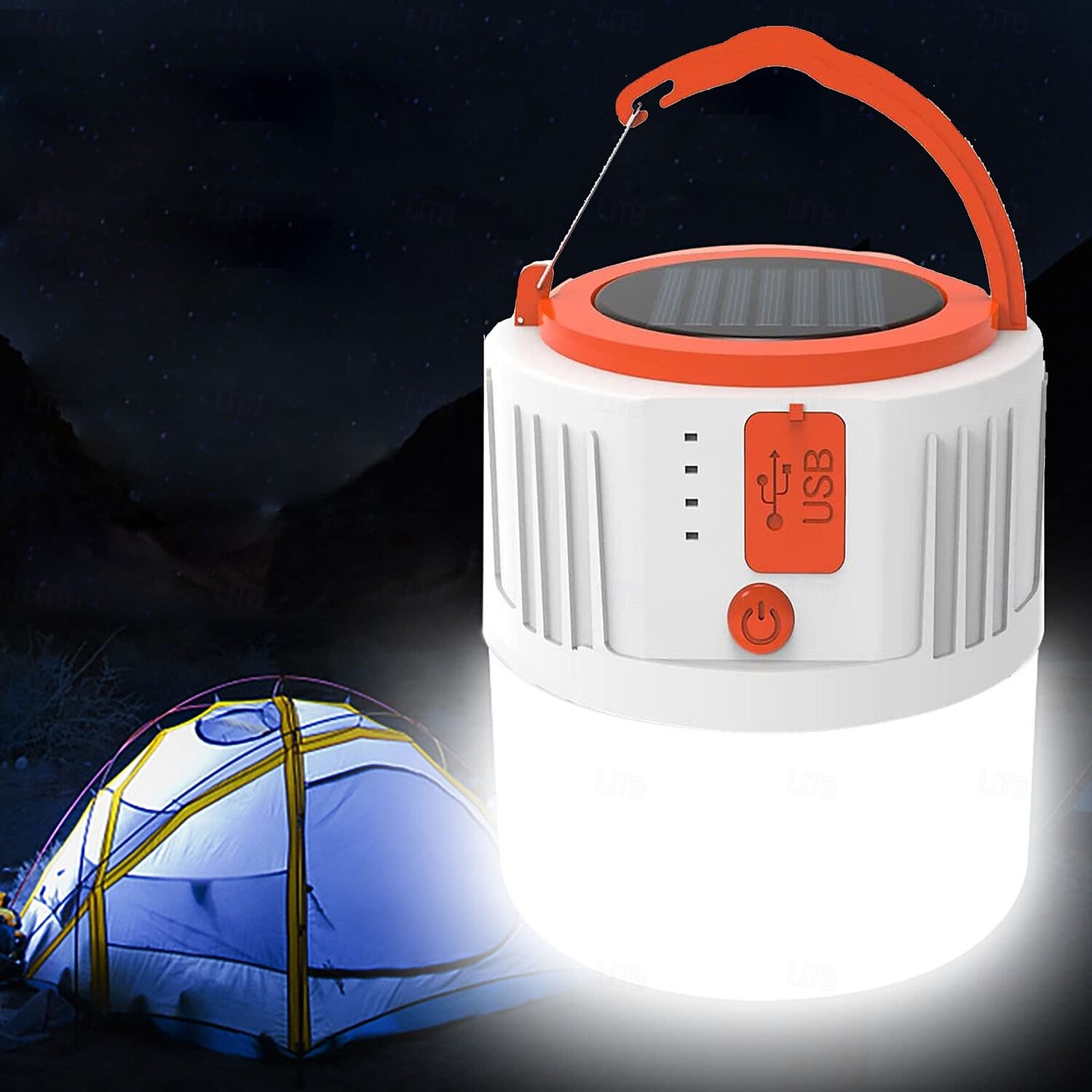 1 Pc Solar Usb charging portable emergency light, portable power bank, waterproof camping light, searchlight 2025 - $16.49 –P1