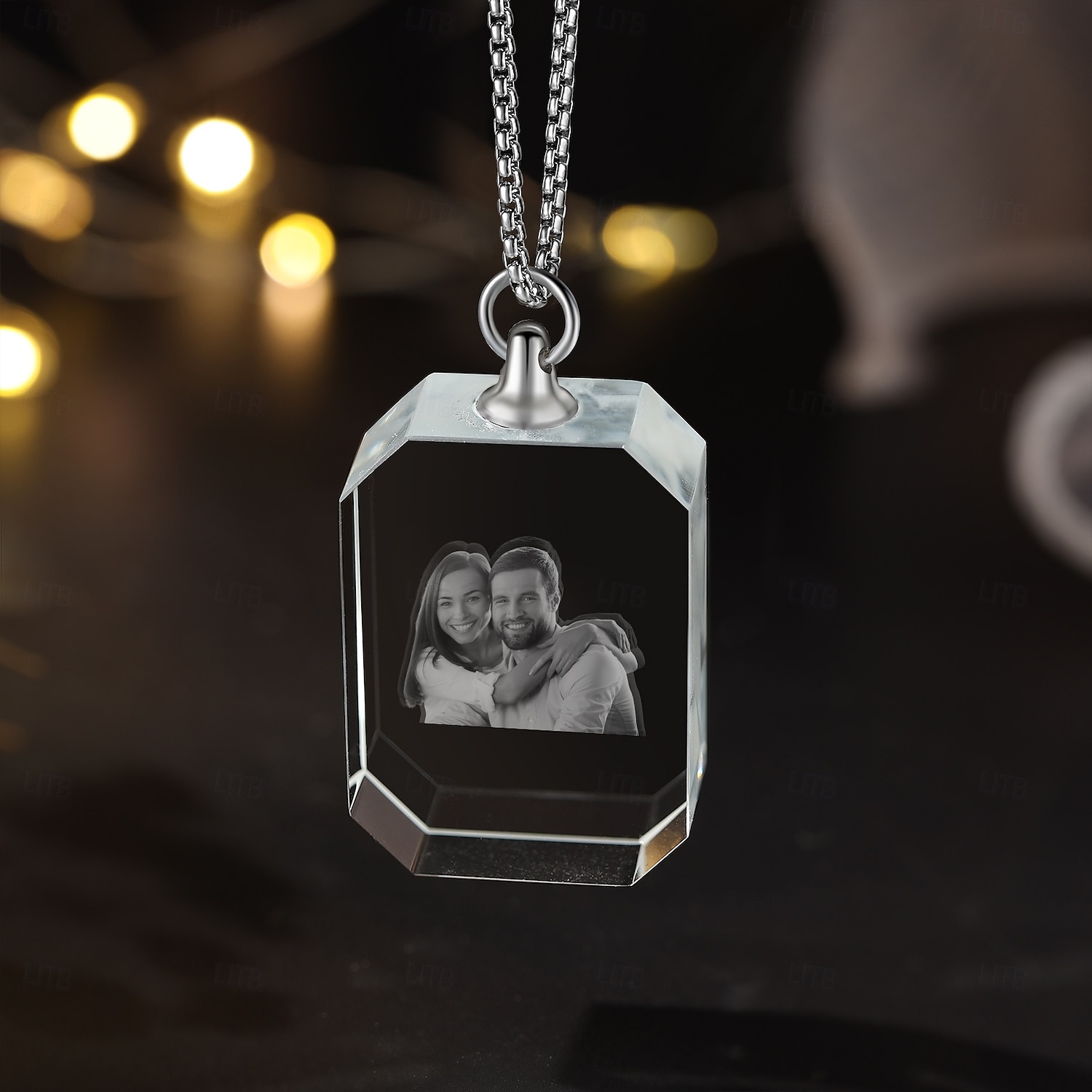 Colier foto cristal personalizat cadou personalizat pentru mamă - Pandantiv în formă de inimă cu poză gravată laser 2D cadou de nuntă cea mai bună idee de cadou bijuterie pentru soție sau prietenă 2025 - $23.99 –P3
