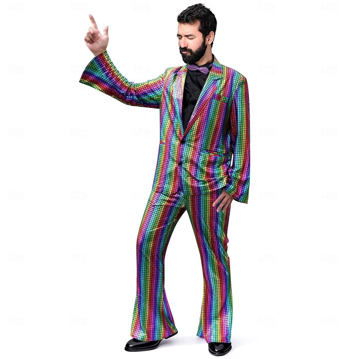 disco 1980erne Bukser Drakter Dresser & Blazere Disk Paljetter Herre Karnevalskostyme Maskerade Ytelse Fest Klubb Voksne Frakk Bukser Alle årstider 2025 - $57.99 –P1