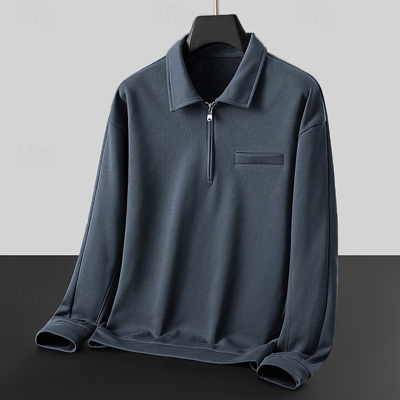 Męskie Bluza dresowa Bluza z zamkiem błyskawicznym Czarny Biały Ciemnoszary Kołnierz polo Równina Zamek Kieszeń Sport i turystyka Codzienny Sport Designerskie Odzież sportowa Podstawowy Wiosna Jesień 2025 - $31.99 –P7