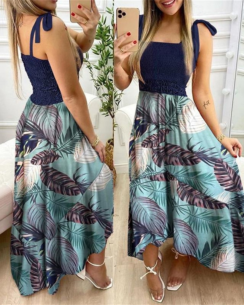 Femme robe longue Robe Trapèze Robe à fleurs Robe d'été Robe caraco Elégant mode Vacances du quotidien Rendez-vous Standard Floral Sans Manches Col Carré Jaune Rose Claire Rouge Bleu de minuit Eté de 2025 ? $23.99 –P5