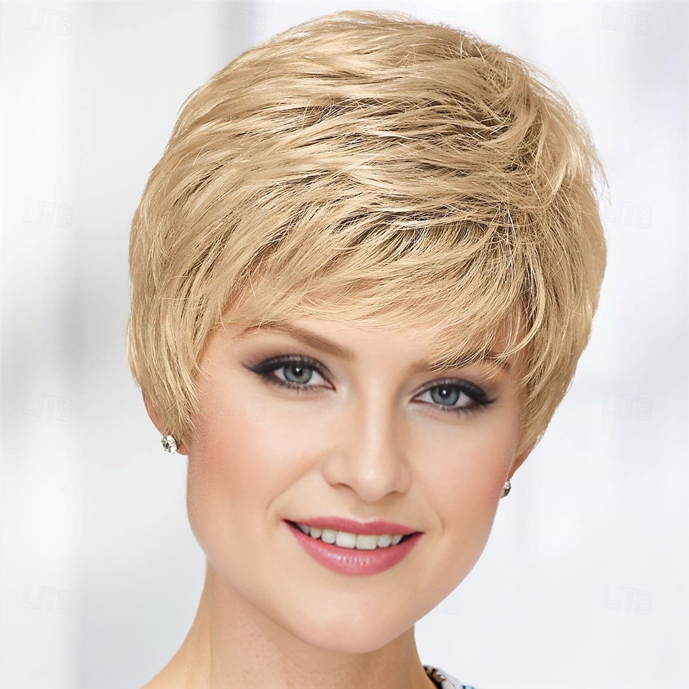 Casey Whisperlite wig curto ultra-chic peruca pixie com camadas retas / tons multi-tonais de loiro prateado marrom e vermelho de 2025 por $24.99 –P1