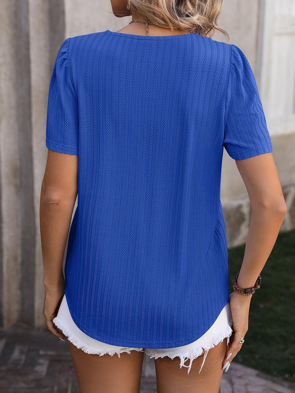 Women's Boho T-shirt Plain Bohemia Stylish Basic Short Sleeve Puff Sleeve Square Neck Regular Tops Daily Going out Weekend Dressy Tunic Black White Light Green Pink Royal Blue Summer 2025 - $21.99 –P9