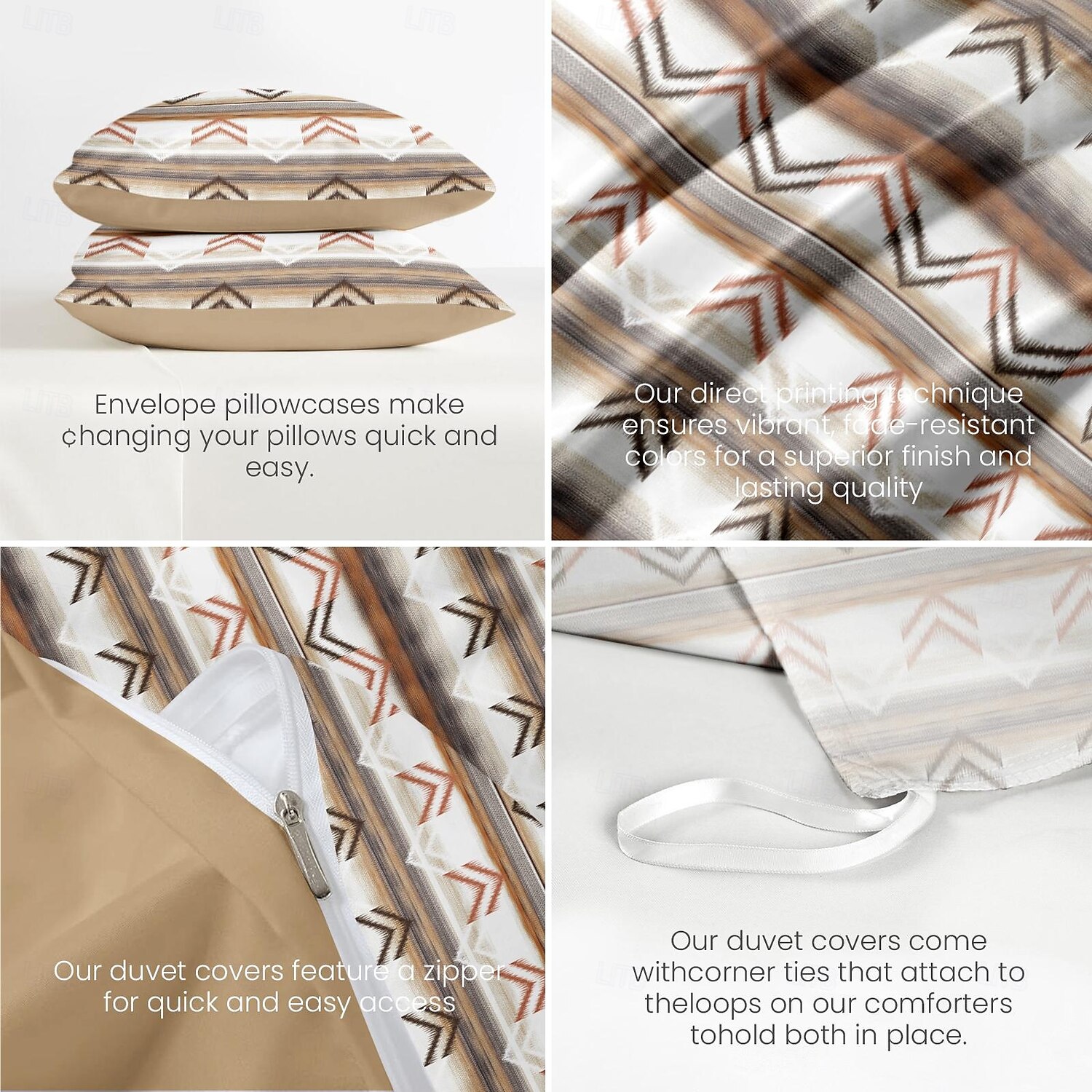 Boho 100% Cotton Duvet Cover Set – Embrace Bohemian Elegance with Soft, Breathable Cotton. Featuring Intricate Patterns and Earthy Tones, This Durable, Lightweight Set 2025 - $60.99 –P5