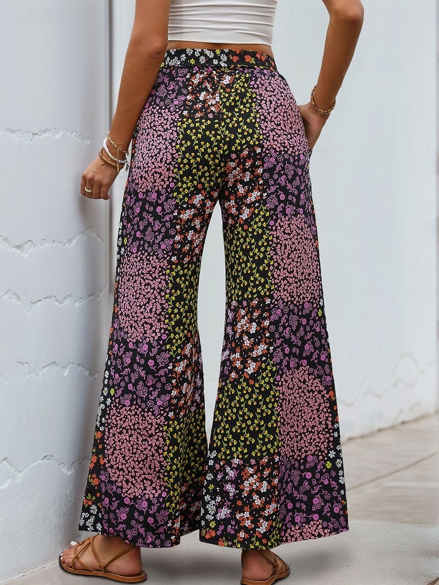 Dam Brett skaft Kinesiska Mode Streetwear Fullängd Hög midja Leopard Ficka Elastiskt midjeband Tryck Bekväm Mjuk Microelastisk Utomhus Gata Svart Sommar Vår Normal 2025 - $26.99 –P2