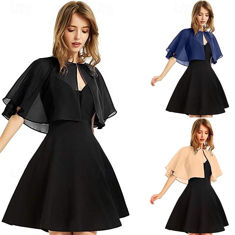 kvinners sjal og omslag til aftenkjole chiffon sjal cape bryllup gjest brudepike capelets skjerf 2025 - $24.99 –P1