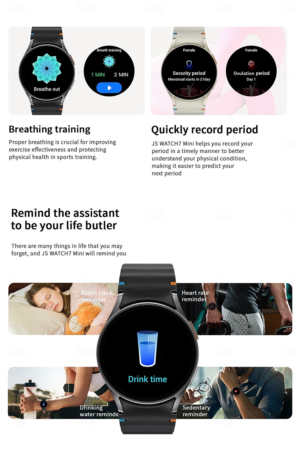 696 JSWatch7mini Orologio intelligente 1.3 pollice Intelligente Guarda Bluetooth ECG + PPG Pedometro Avviso di chiamata Compatibile con Android iOS Da donna Da uomo Impermeabile Controllo media del 2025 a $59.99 –P6