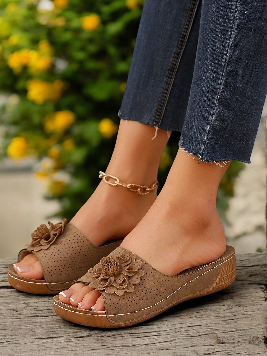 Women's Wedge Sandals with Floral Embellishments and Perforated Design – Comfortable and Stylish Summer Shoes for Casual Wear and Outdoor Events 2026 - $19.99 –P5