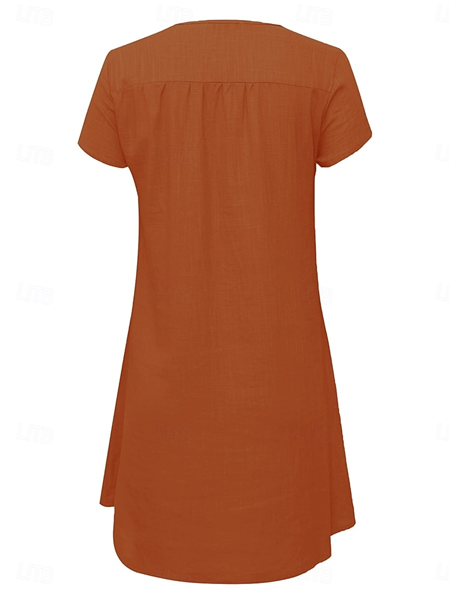 Damen Minikleid Baumwoll-Leinen-Kleider Freizeitkleid Elegant Stilvoll Basic Urlaub Arbeit Täglich Normale Passform Einfach Kurzarm V Ausschnitt Weiß Gelb Blau Grün Sommer Frühling 2025 - $16.99 –P11