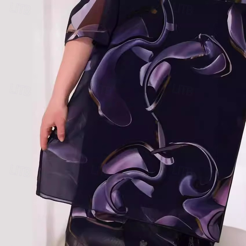 Damskie Długa sukienka sukienka maxi Codzienne sukienki Sukienka A line Elegancki Codzienny Urlop Codzienny Regularny Kwiaty Rękaw 1/2 Półgolf Fioletowy Lato Wiosna Jesień 2025 - $27.99 –P2