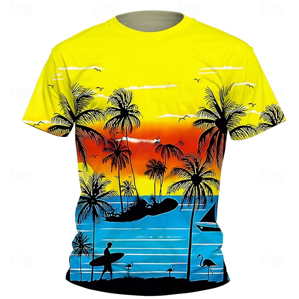 Pojkar 3D Grafisk Kokosnötsträd T-shirt Kortärmad Sommar Vår Mode Grundläggande Barn 4-12 år Rund hals Utomhus Ledigt Dagligen Normal 2025 - $11.99 –P4
